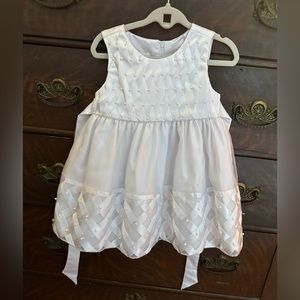 White pearl beaded princess flower girl dress, 18 month
